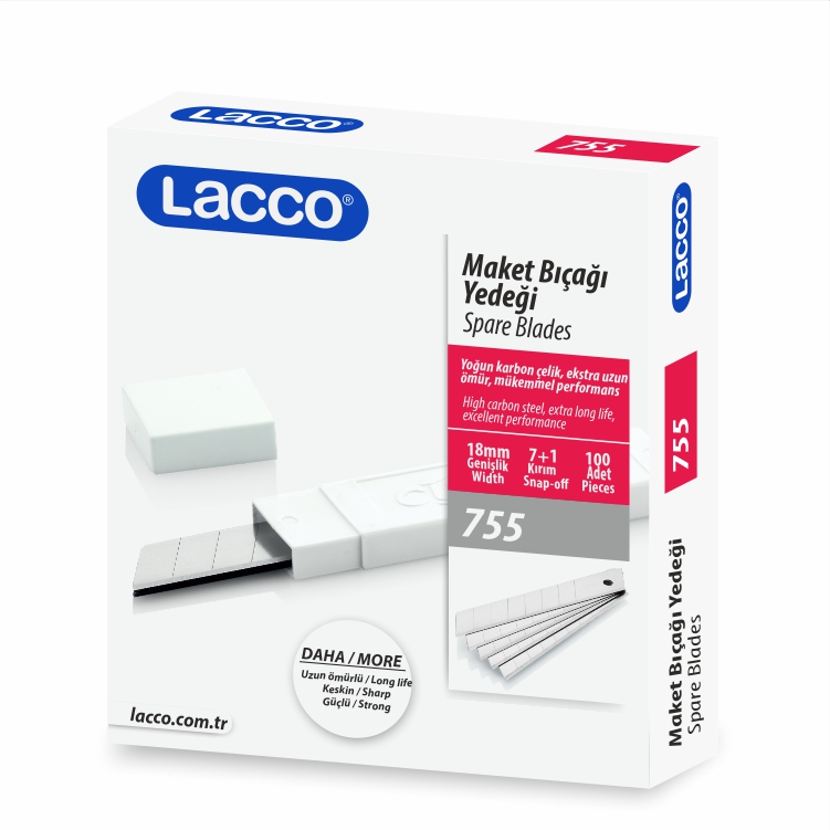 Lacco - Maket Bıçağı Yedeği - 18 mm - 100 Adet